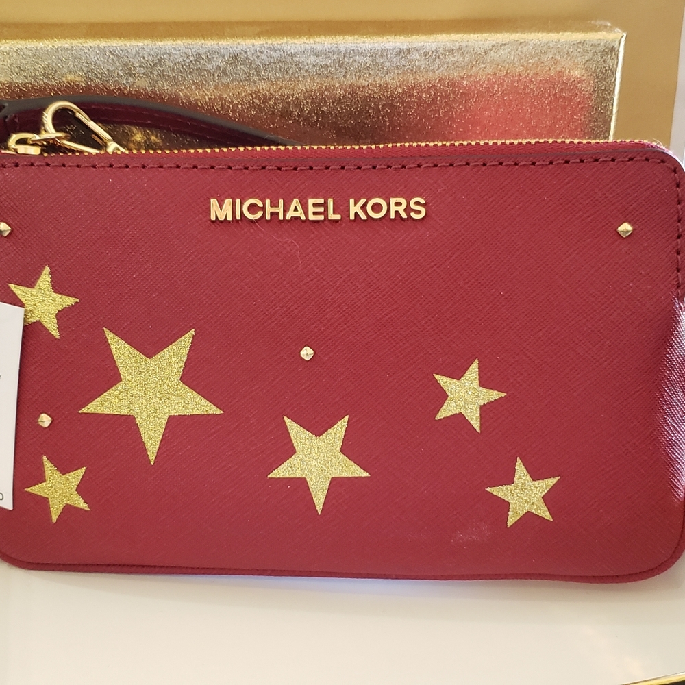 Michael Kors red w/gold stars wallet
